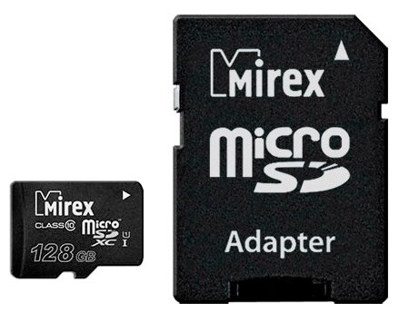 Карта памяти Mirex microSDXC Class 10 UHS-I U1 + SD adapter - фото 1