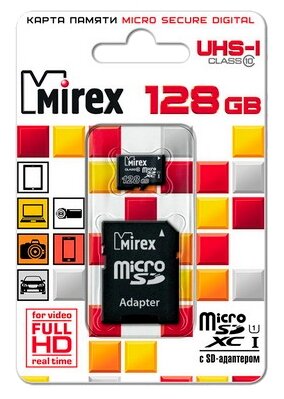 Карта памяти Mirex microSDXC Class 10 UHS-I U1 + SD adapter - фото 2