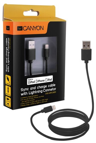 Кабель Canyon USB - Lightning (CNS-MFICAB01) 1 м - фото 1