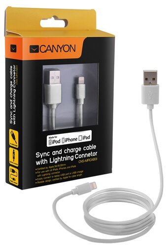 Кабель Canyon USB - Lightning (CNS-MFICAB01) 1 м - фото 2