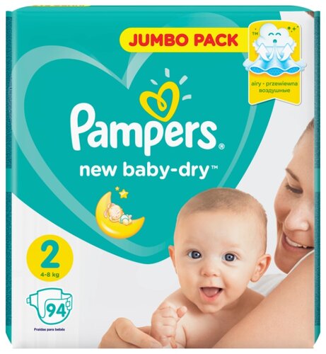 Pampers подгузники New Baby Dry 2 (4-8 кг) 94 шт. - фото 1