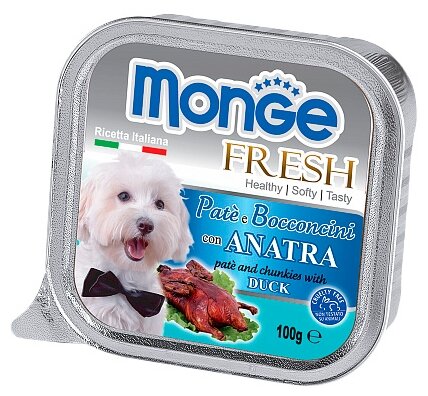 Корм для собак Monge Fresh – Нежный паштет для собак из утки - фото 1