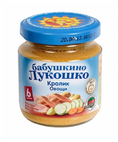 Пюре Бабушкино Лукошко кролик-овощи (с 6 месяцев) 100 г, 1 шт - фото 1