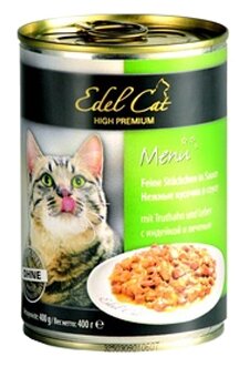Корм для кошек Edel Cat с индейкой, с печенью 400 г (кусочки в соусе) - фото 1