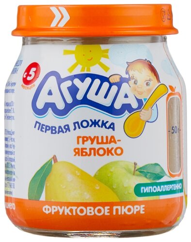 Пюре Агуша груша-яблоко, с 5 месяцев - фото 1