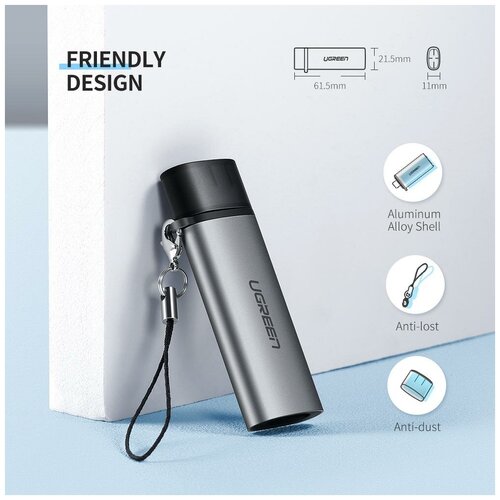 Карт-ридер Ugreen USB Type-C + USB-A 3.0 для TF/SD 50706 - фото 3