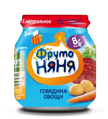 Пюре ФрутоНяня говядина овощи (с 8 месяцев) 100 г, 1 шт - фото 1