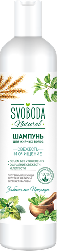 Шампунь для жирных волос Svoboda, 430 мл (экстракт мелиссы, крапивы, протеин пшеницы) - фото 1