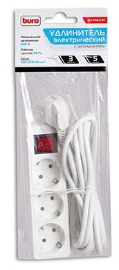 Сетевой удлинитель Buro BU-PS3.5/W, 3 розетки, 5 м, 828016, белый - фото 3