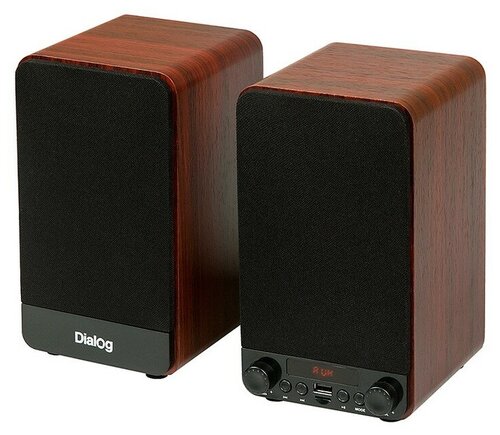 Акустическая система Dialog AJ-13 2.0, 2*15W RMS, Bluetooth, USB+ microSD reader, Акустическая система Dialog AJ-13 2.0, 2*15W RMS, Bluetooth, USB+ microSD reader, коричневый - фото 5