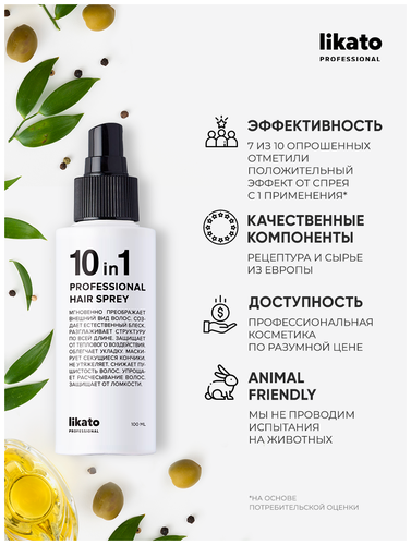 Likato Professional Спрей для мгновенного восстановления волос 10 в 1 - фото 5