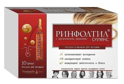 Rinfoltil Силекс Лосьон в ампулах усиленная формула с кремнием для женщин - фото 2