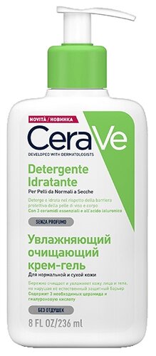 CeraVe крем-гель увлажняющий очищающий для нормальной и сухой кожи лица и тела - фото 1