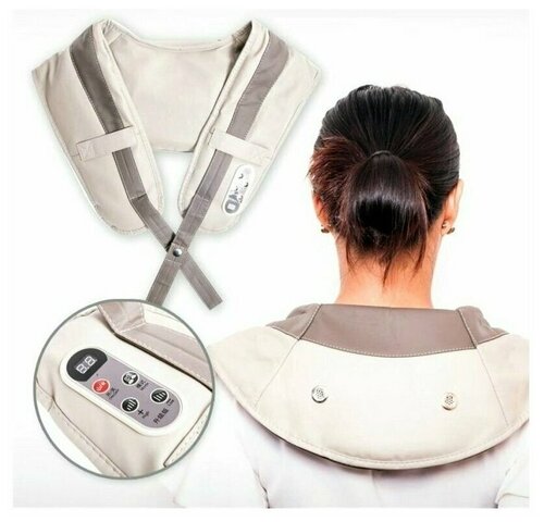 Ударный массажер Cervical Massage Shawls белый для спины, шеи и плеч, массажер ударный электрический - фото 4