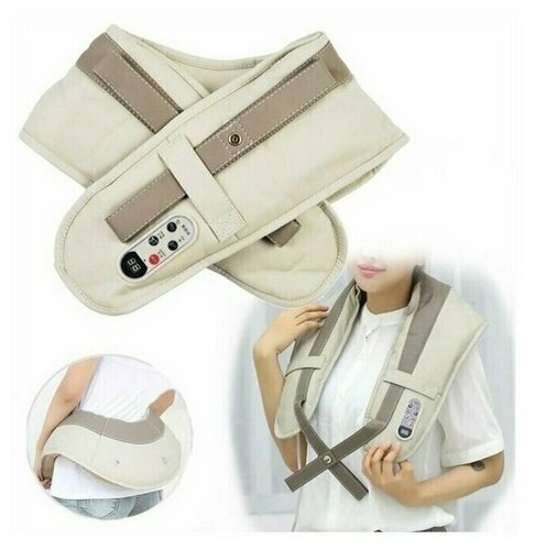 Ударный массажер Cervical Massage Shawls белый для спины, шеи и плеч, массажер ударный электрический - фото 1