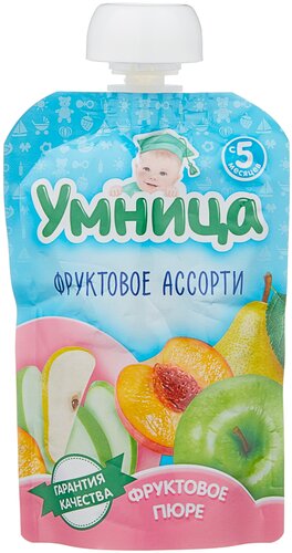 Пюре Умница Фруктовое ассорти, с 5 месяцев - фото 1