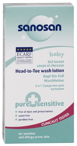 Sanosan Pure+sensitive 2 в 1 Детское средство для купания - фото 3