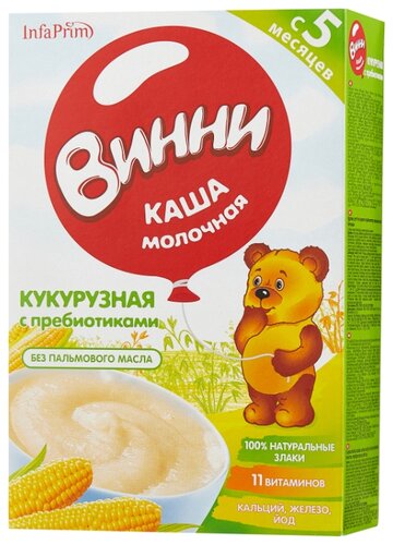 Каша Винни молочная кукурузная с пребиотиками (с 5 месяцев) 200 г - фото 1