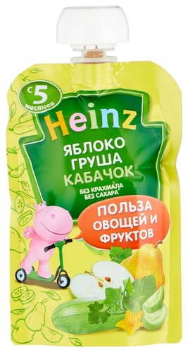 Пюре Heinz яблоко, груша, кабачок, с 5 месяцев - фото 1