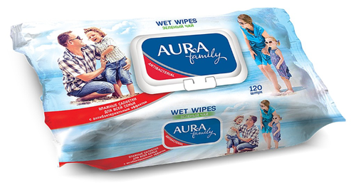 Влажные салфетки Aura Family с антибактериальным эффектом - фото 2