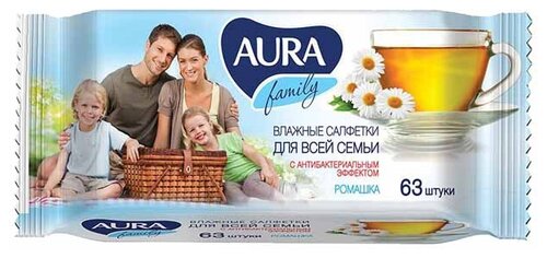 Влажные салфетки Aura Family антибактериальные с отваром ромашки - фото 3