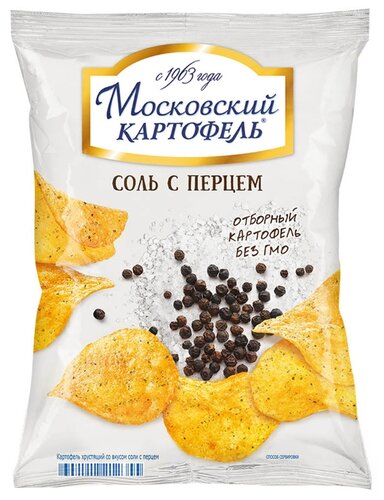 Чипсы Московский КАРТОФЕЛЬ картофельные Соль с перцем - фото 1