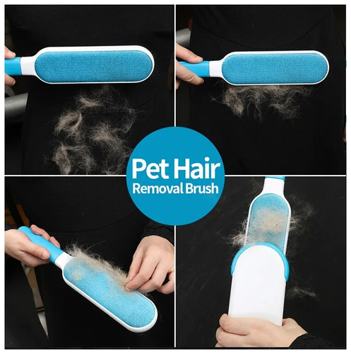 Щетка для удаления шерсти животных, волос с одежды, мебели/Reusable Pet Fur Remover with Self-Cleaning Base/Самоочищающаяся/многоразовая/синяя - фото 5