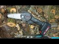 Видео - Мини пила аккумуляторная тест разборка сборка. chainsaw