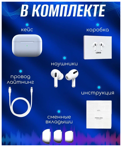 Беспроводные TWS наушники PRO / Анимация / Микрофон / Сенсорное управление / Чистый звук / Беспроводная зарядка кейса - фото 3