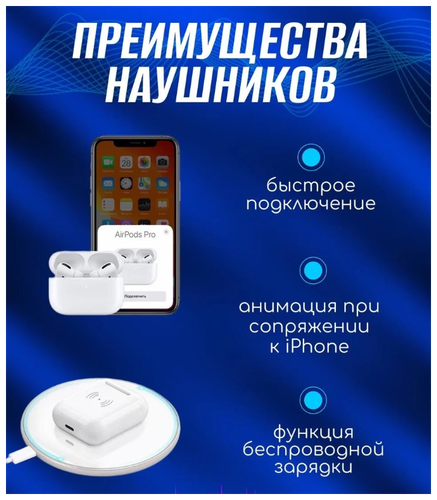 Беспроводные TWS наушники PRO / Анимация / Микрофон / Сенсорное управление / Чистый звук / Беспроводная зарядка кейса - фото 2