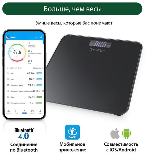 Весы электронные MARTA MT-1684 черный жемчуг - фото 4