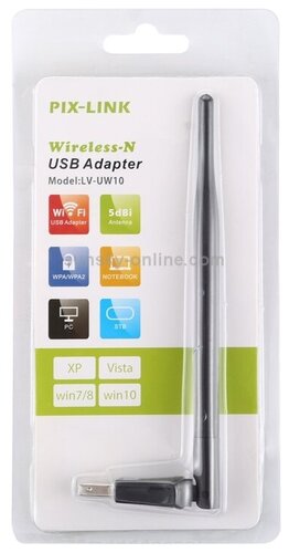 Беспроводной модуль WI-FI USB / Адаптер с антенной / Черный - фото 1
