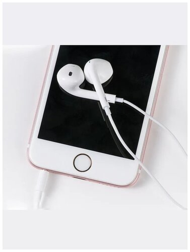 Наушники проводные с микрофоном , Вкладыши , Гарнитура для IPhone , Lightning, 1.2 м, белые - фото 3