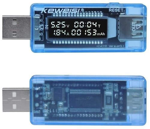Usb тестер цифровой вольтметр амперметр измеритель ёмкости мини мультиметр память подсветка - фото 1