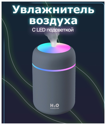 Мини Увлажнитель воздуха с подсветкой / 3 в 1/ Увлажнитель ультразвуковой/ Аромадиффузор / Ночник/ Чёрный - фото 1