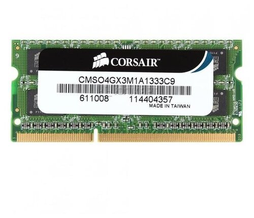 Оперативная память Corsair ValueSelect 4 ГБ DDR3 1333 МГц SODIMM CL9 CMSO4GX3M1A1333C9 - фото 1