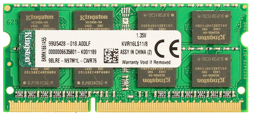 Оперативная память Kingston ValueRAM 8 ГБ DDR3L 1600 МГц CL11 (KVR16LS11/8) - фото 1