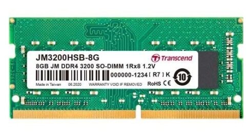 Оперативная память Transcend JetRam 8 ГБ DDR4 3200 МГц SODIMM CL22 JM3200HSB-8G - фото 1