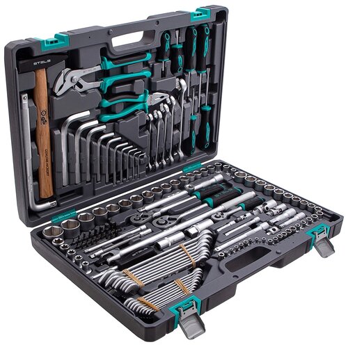 Набор инструментов, 1/2",3/8", 1/4", CrV, пластиковый кейс 142 предм., Stels - фото 1