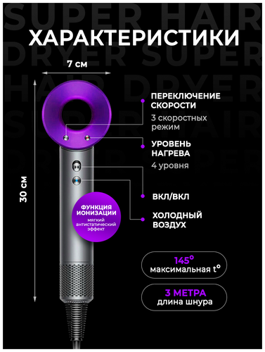 Фен для волос Super Hair Dryer - фото 4