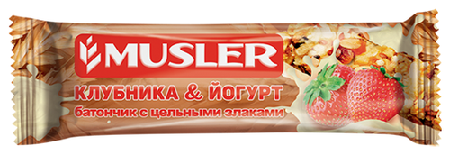 Злаковый батончик Musler в белой глазури Клубника и йогурт, 30 г - фото 1