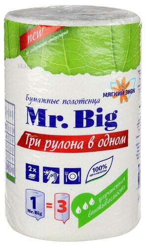 Полотенца бумажные Мягкий знак Mr.Big белые двухслойные - фото 3
