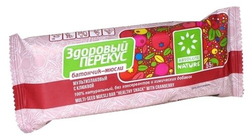 Злаковый батончик Absolute NATURE Здоровый перекус без сахара с клюквой, 55 г - фото 3