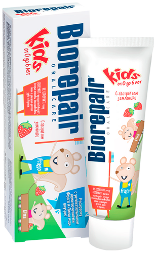Зубная паста Biorepair Kids с экстрактом земляники для детей от 0 до 6 лет - фото 1