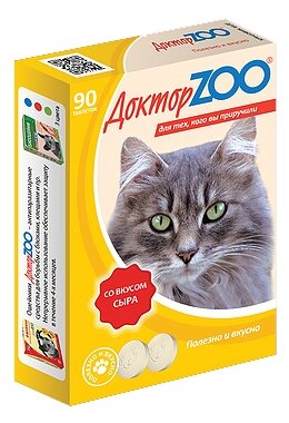 Добавка в корм Доктор ZOO для кошек Со вкусом сыра и биотином - фото 1