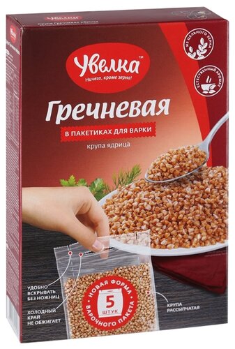 Гречневая крупа Увелка Ядрица в пакетиках для варки 400 г - фото 1