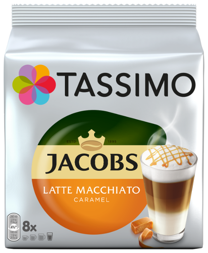 Кофе в капсулах с жидким молоком Tassimo Jacobs Latte Macchiato Caramel (8 шт.) - фото 1