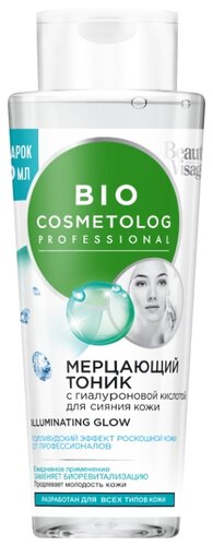 BioCosmetolog Тоник мерцающий с гиалуроновой кислотой для сияния кожи - фото 1
