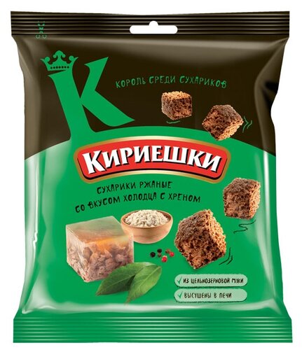 Кириешки сухарики ржаные со вкусом холодца с хреном, 40 г - фото 1