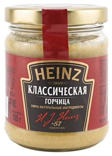 Горчица Heinz Классическая умеренно жгучая, 185 г - фото 1